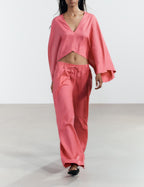 Women's Summer Linen Blended Cape Kimono Coat Wide Leg Pants Two Piece