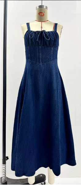 Women's Summer Backless Sleeveless Denim Dress