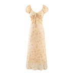 Women's Floral V-Neck Puff-Sleeve Maxi Dress