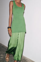Women Sleeveless Knitted Small Pleated Stitching Dress