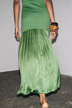 Women Sleeveless Knitted Small Pleated Stitching Dress