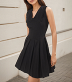 Women's Summer Autumn Lace V Neck Slim Fit Wide Hem Mini Dress