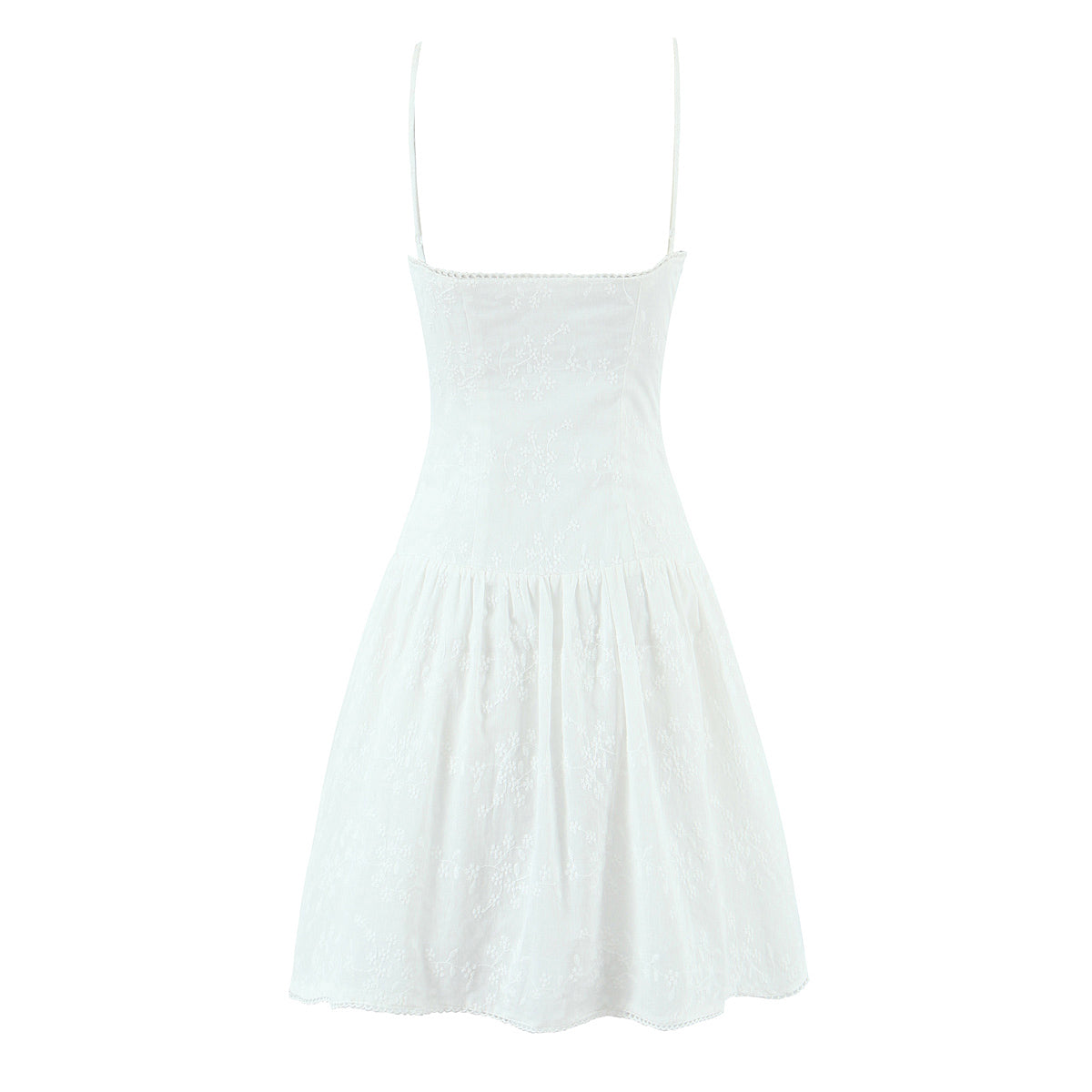 Women's Spaghetti-Strap Embroidered Ruched A-Line Mini Dress