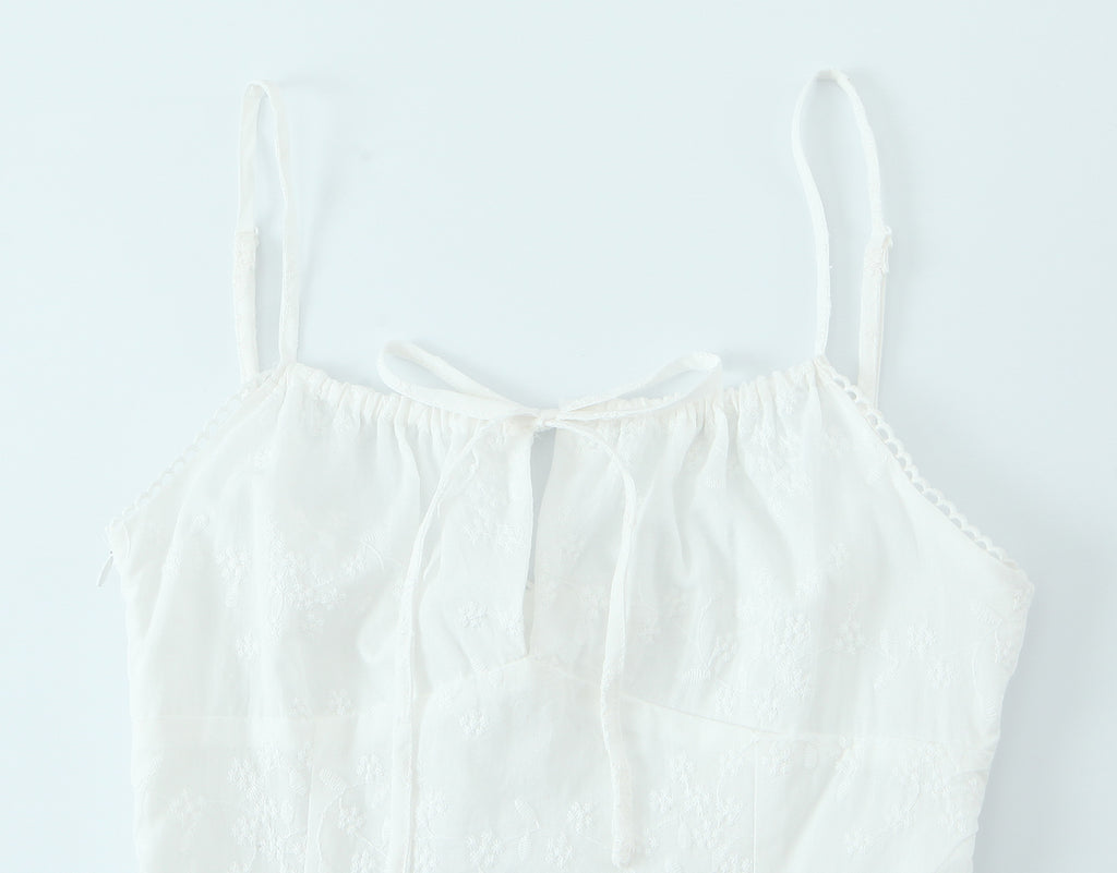 Women's Spaghetti-Strap Embroidered Ruched A-Line Mini Dress