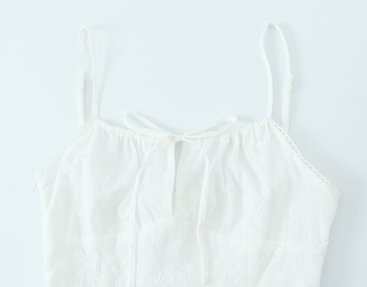 Women's Spaghetti-Strap Embroidered Ruched A-Line Mini Dress