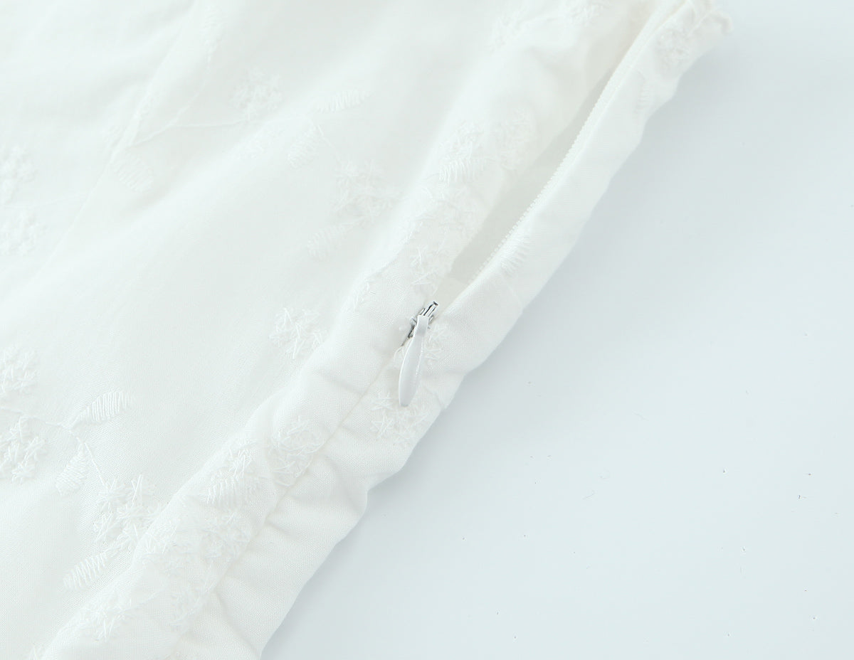 Women's Spaghetti-Strap Embroidered Ruched A-Line Mini Dress