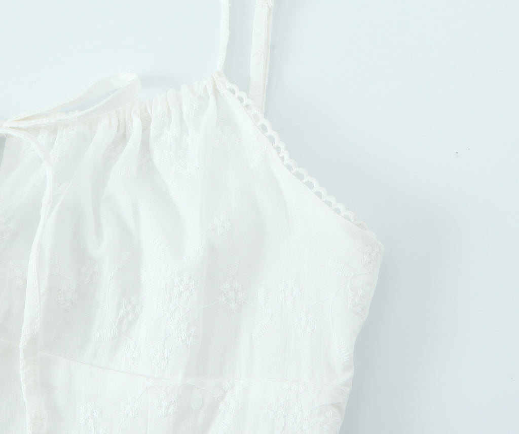 Women's Spaghetti-Strap Embroidered Ruched A-Line Mini Dress