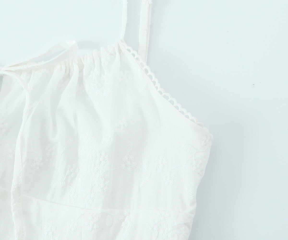 Women's Spaghetti-Strap Embroidered Ruched A-Line Mini Dress