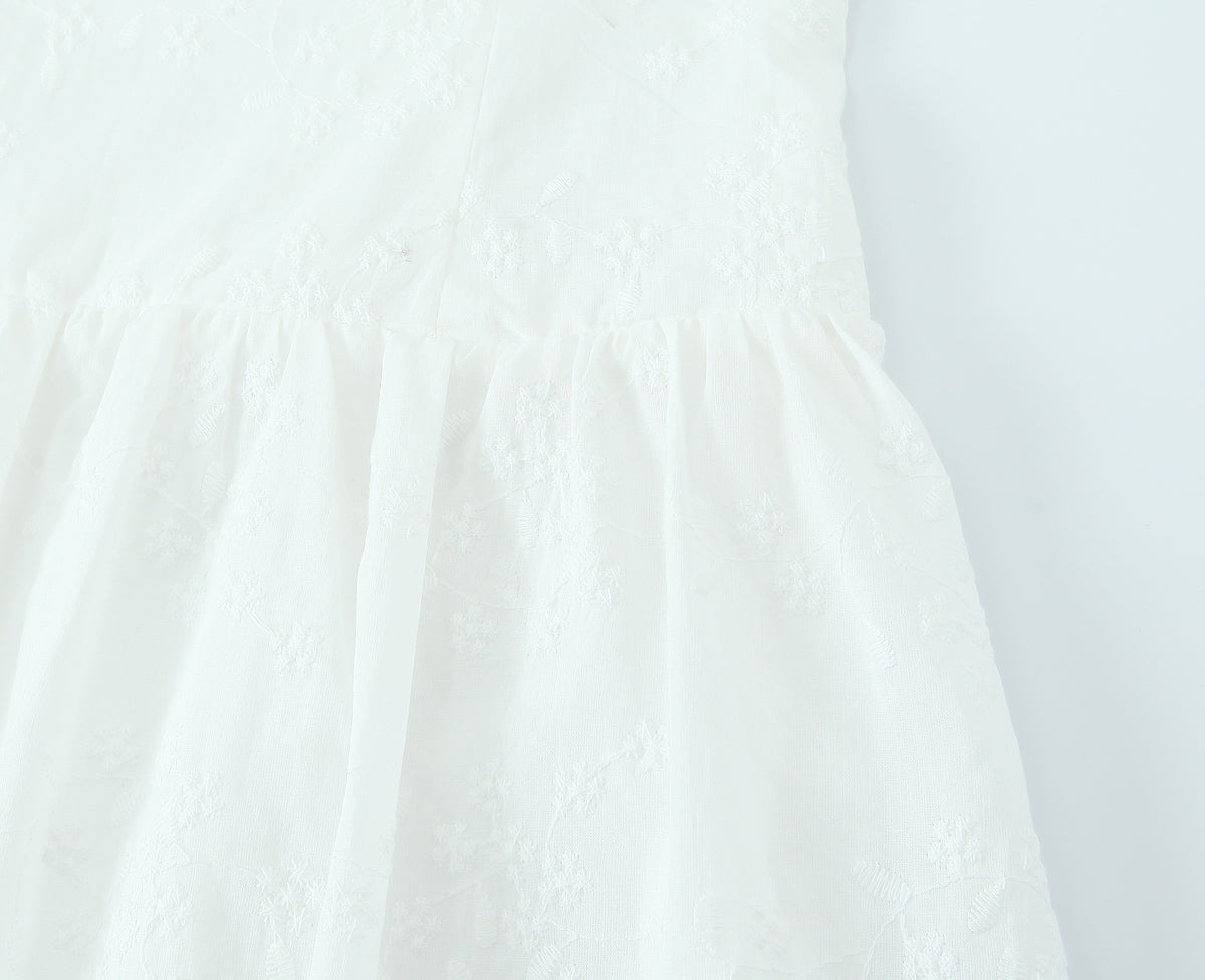 Women's Spaghetti-Strap Embroidered Ruched A-Line Mini Dress