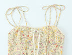 Women Sexy Backless Hip Women Bow Floral Strap Dress