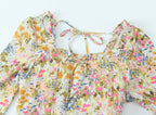 Floral Square-Neck Backless Dress