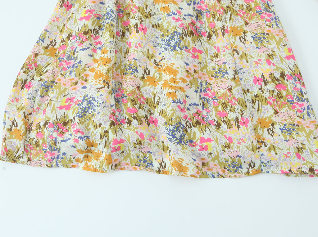 Floral Square-Neck Backless Dress