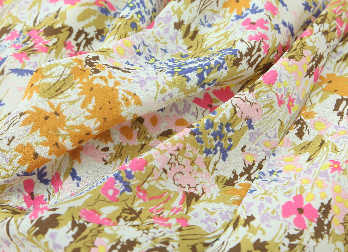 Floral Square-Neck Backless Dress