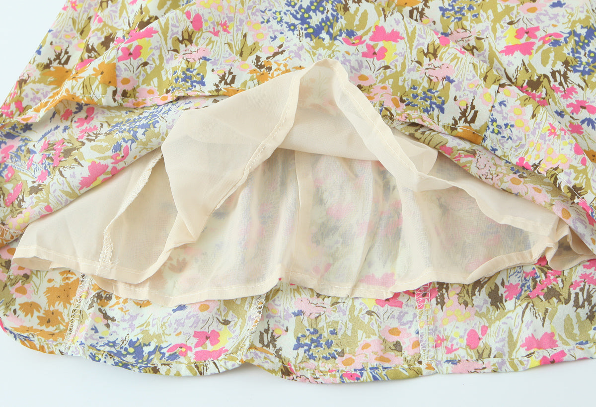 Floral Square-Neck Backless Dress