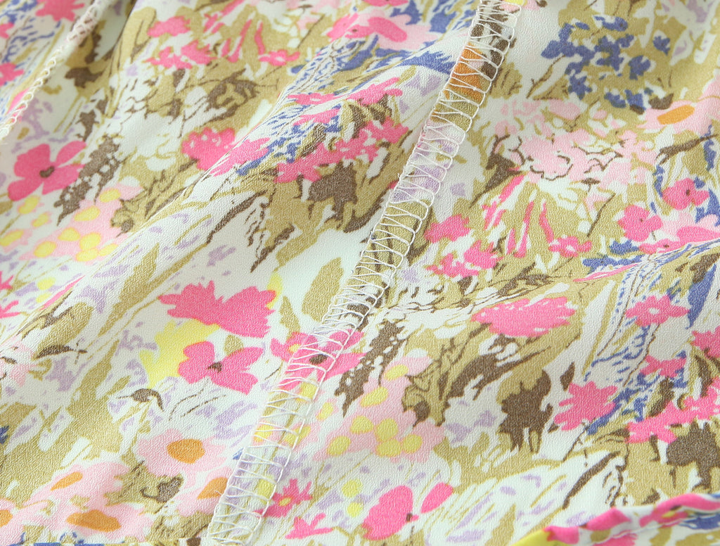 Floral Square-Neck Backless Dress