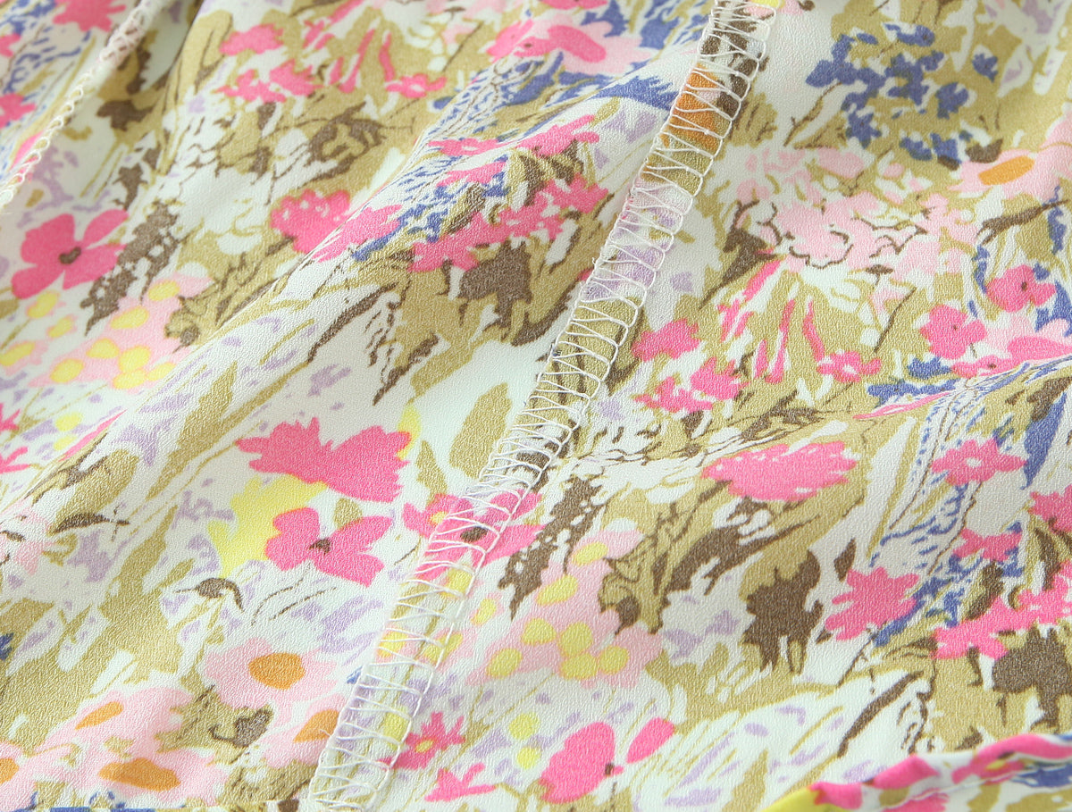 Floral Square-Neck Backless Dress