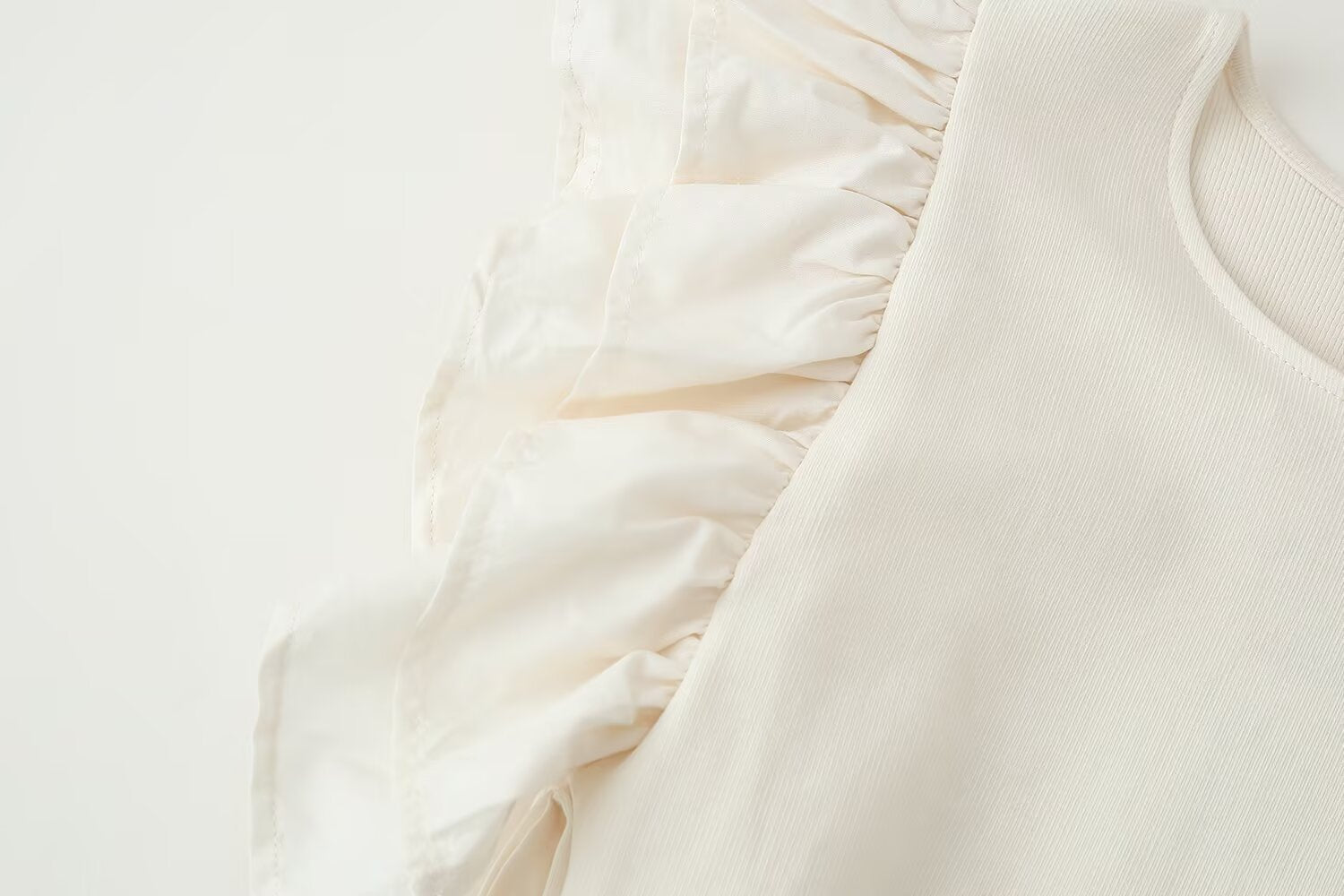 Crew-Neck Belted Ruffle A-Line Midi Dress