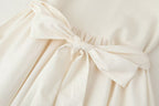 Crew-Neck Belted Ruffle A-Line Midi Dress