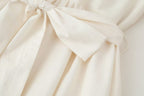 Crew-Neck Belted Ruffle A-Line Midi Dress