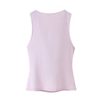 Pleated Draped Collar Sleeveless Top