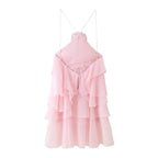 3D Floral Lace-Up Halter Mini Dress