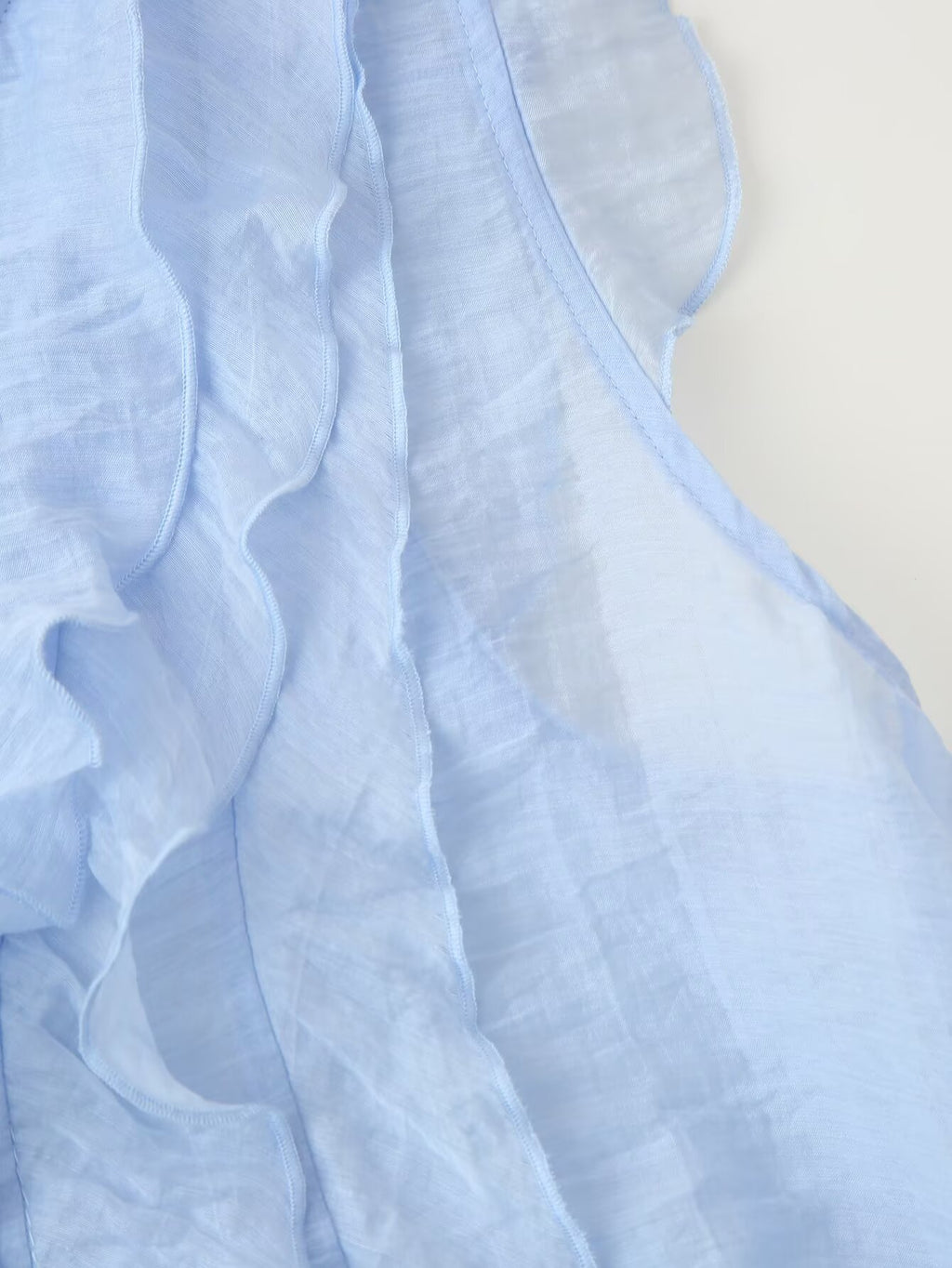 Women's Button Detail Ruffle V-Neck Top