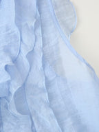 Women's Button Detail Ruffle V-Neck Top