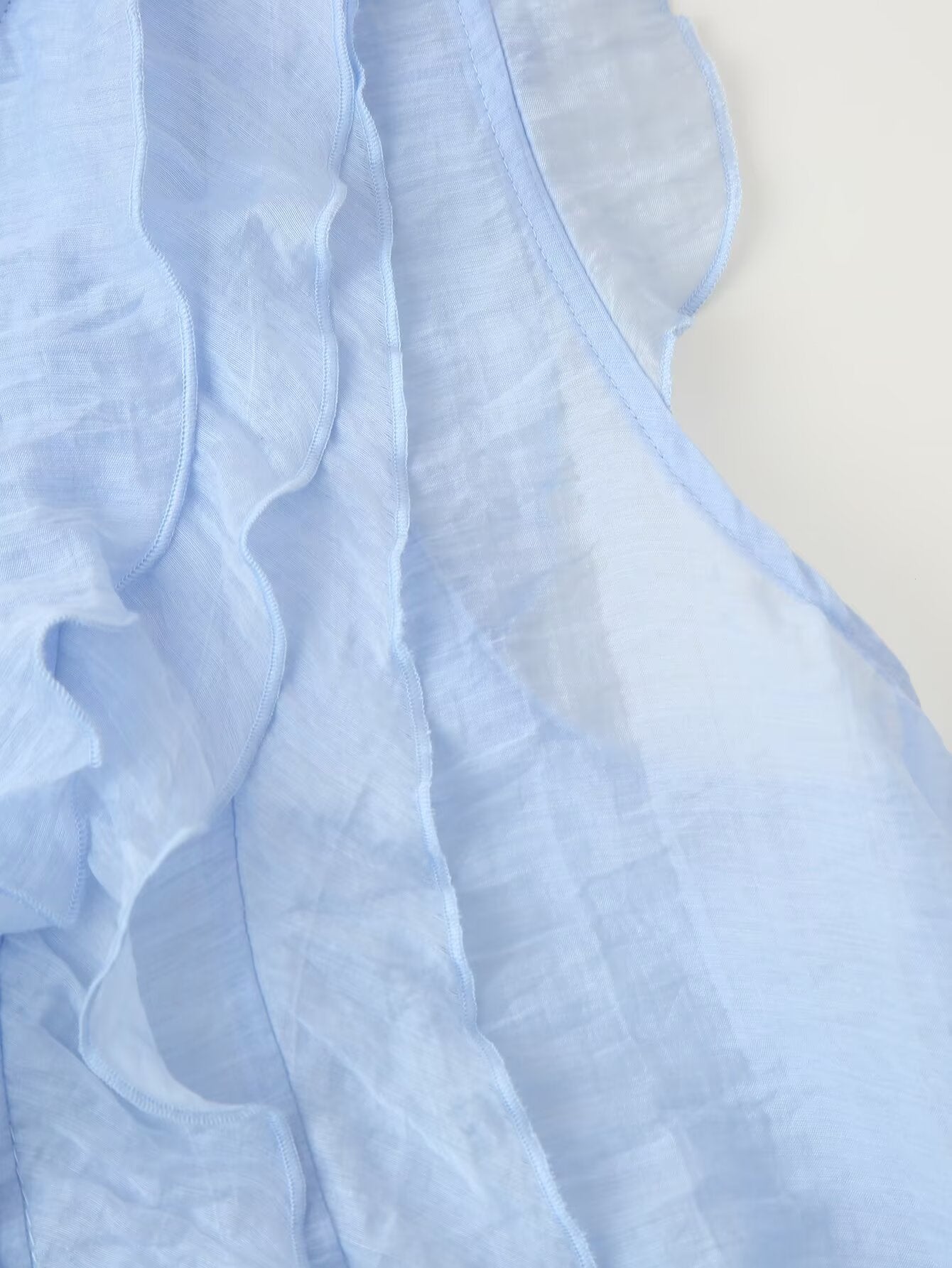 Women's Button Detail Ruffle V-Neck Top