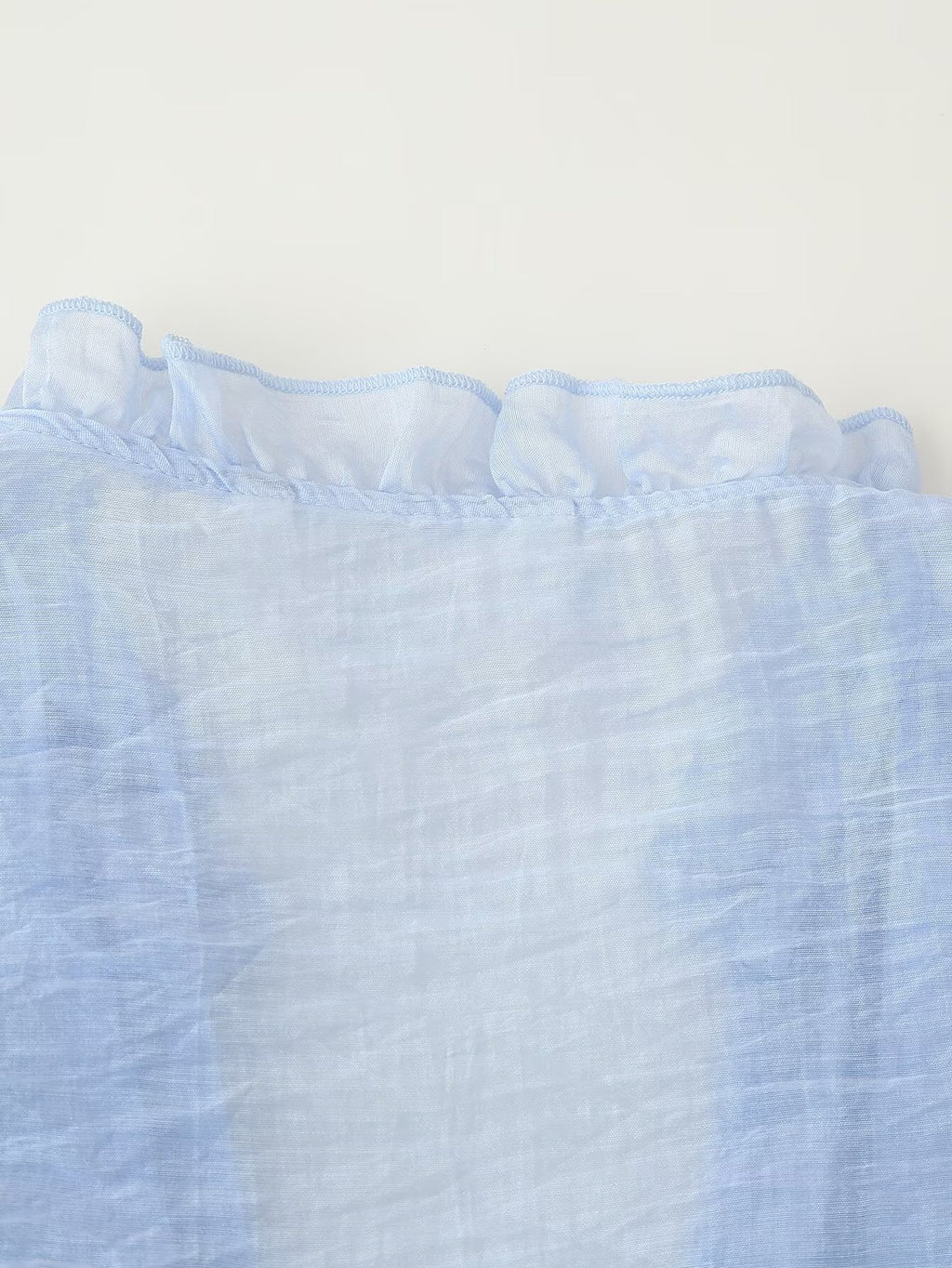 Women's Button Detail Ruffle V-Neck Top