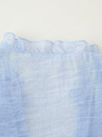 Women's Button Detail Ruffle V-Neck Top