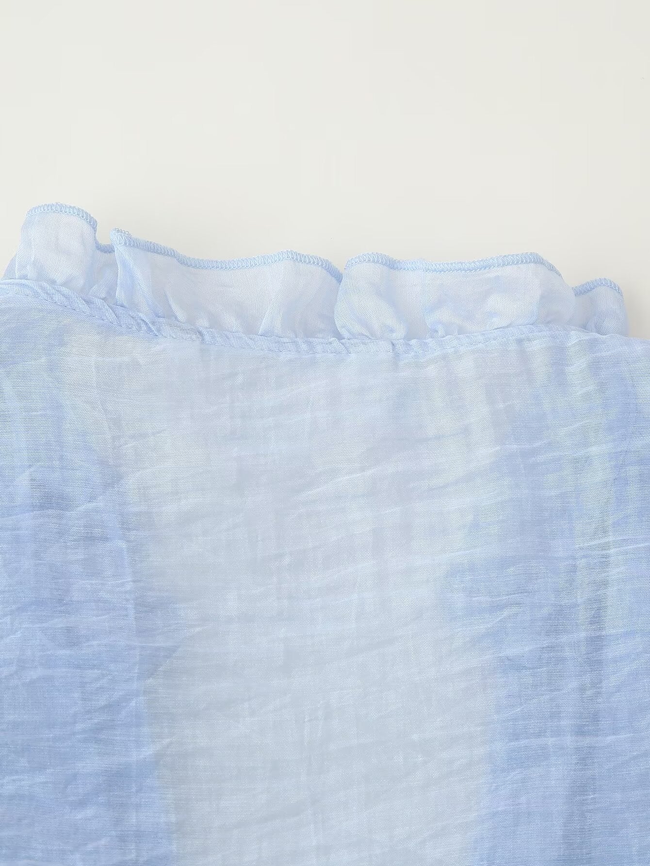 Women's Button Detail Ruffle V-Neck Top