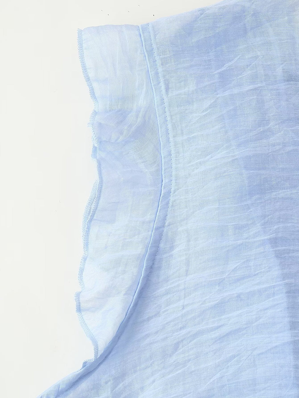 Women's Button Detail Ruffle V-Neck Top