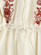 Women's Lace Embroidered Pullover Round Neck Long Sleeves Shirt