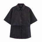 Women's Womenswear Spring High Class Elegant Short Sleeve Double Layer Shirt Top