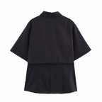 Women's Womenswear Spring High Class Elegant Short Sleeve Double Layer Shirt Top
