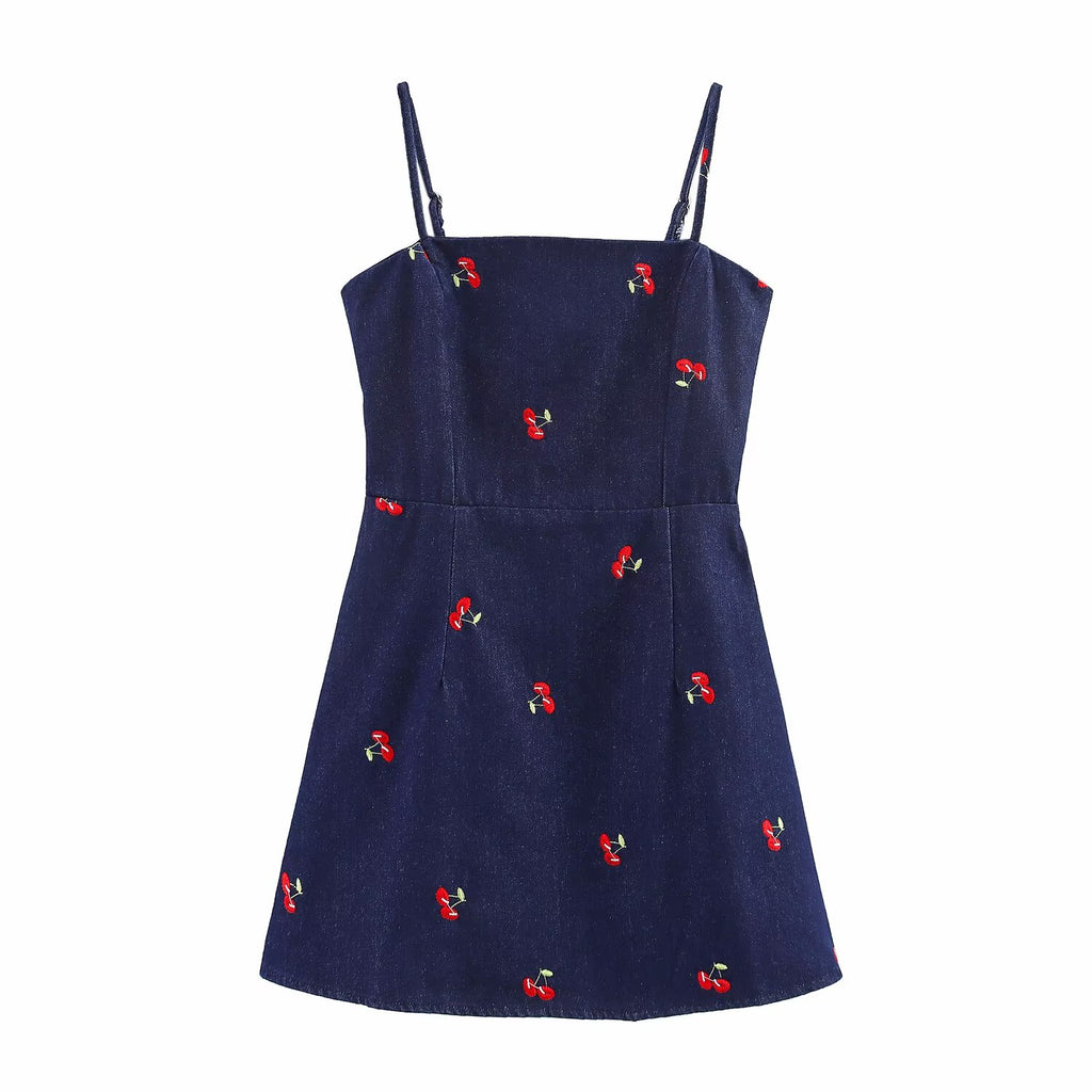 Washed Denim Suspender Shorts