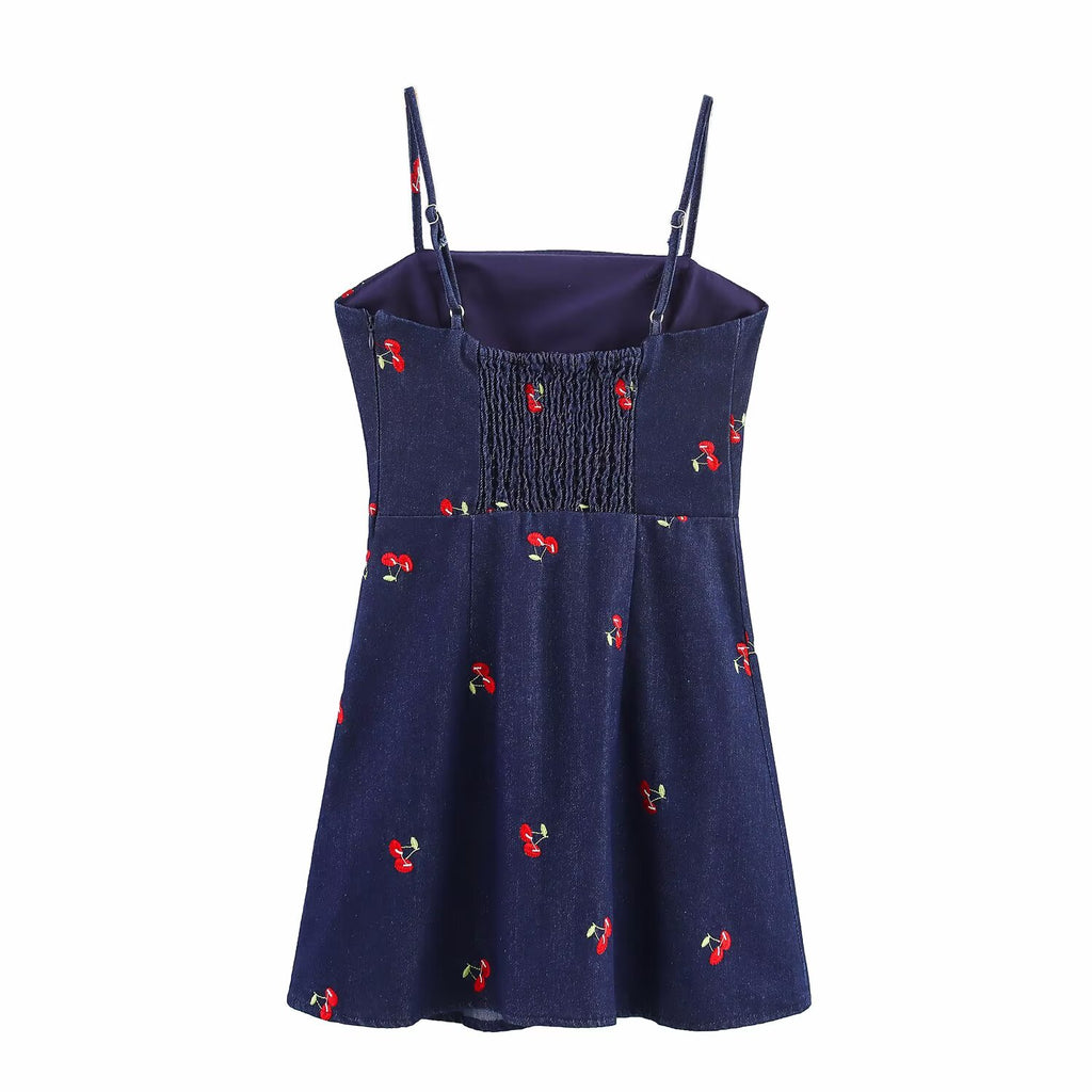 Washed Denim Suspender Shorts