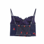 Women's Street Embroidered Short Denim Sling Top