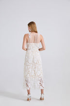 Embroidered Lace Sleeveless Maxi Dress