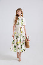 Women's 's Leaf Print A-Line Dress