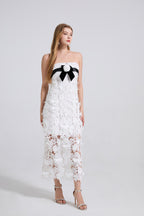 Women's Strapless Lace Embroidered 3D Dress