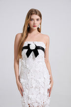 Women's Strapless Lace Embroidered 3D Dress