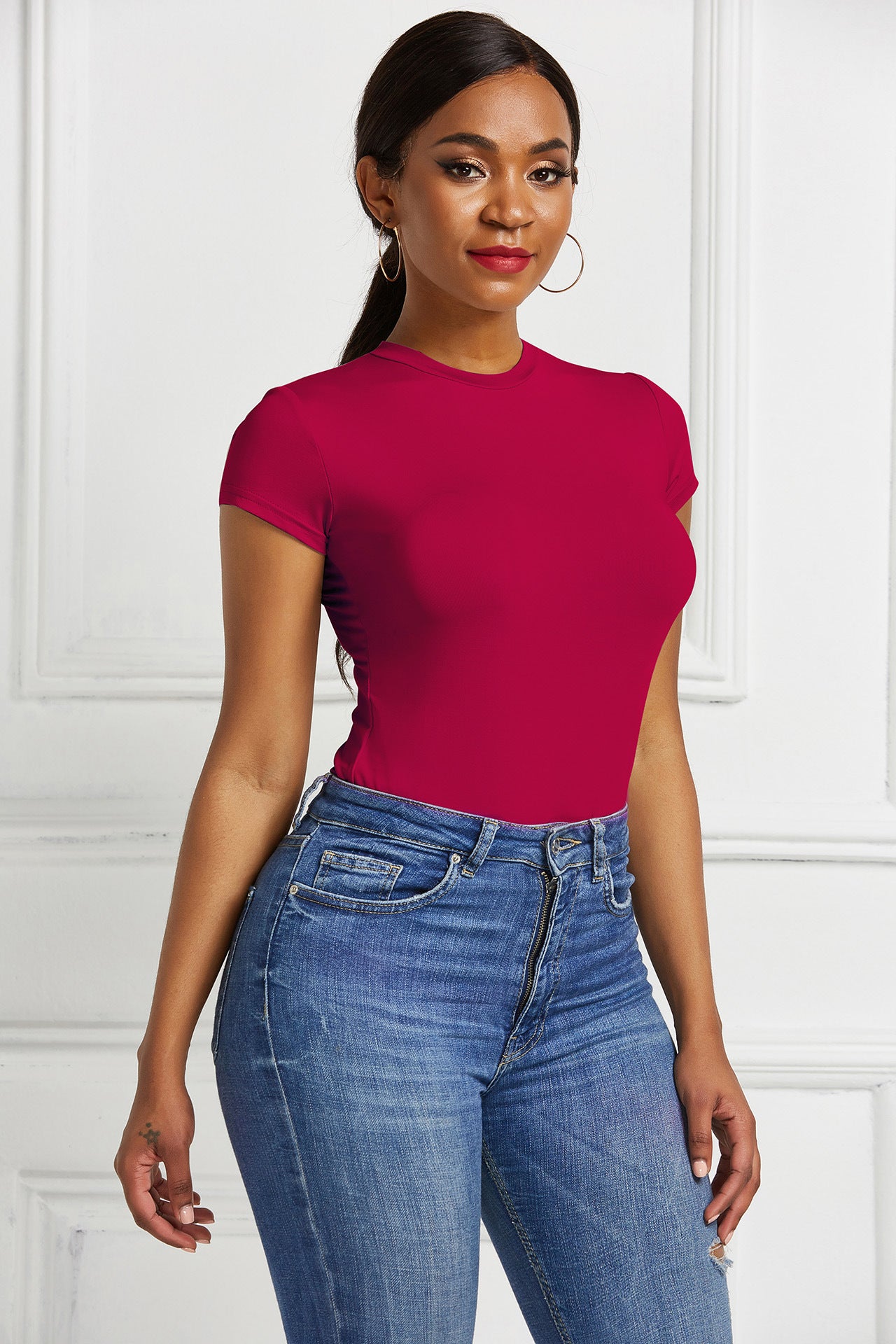 Solid Color Fitted Base Layer Top