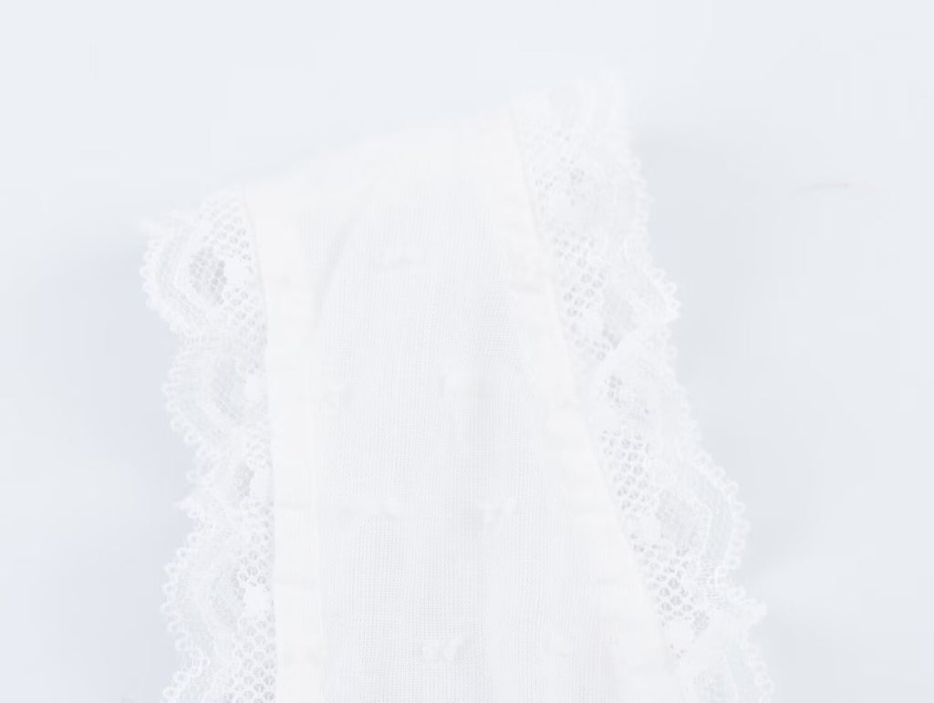 Women's Bow Detail Tulle V-Neck Crop Top