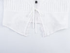 Women's Bow Detail Tulle V-Neck Crop Top
