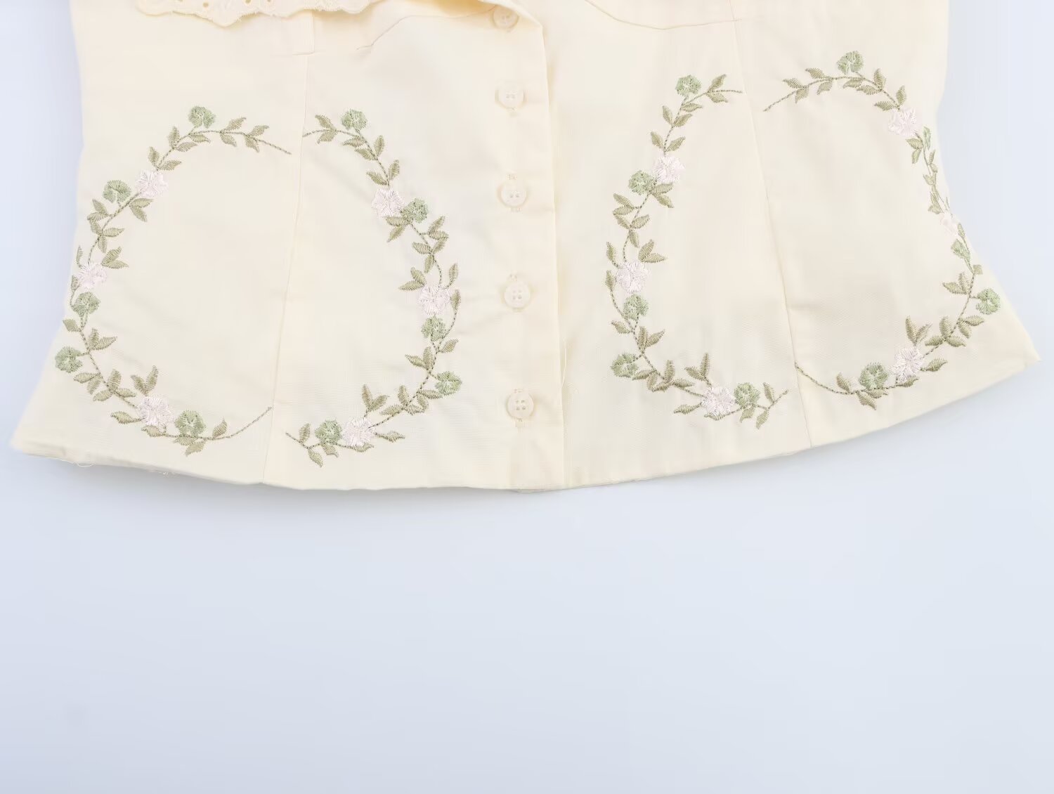 Women's Summer Women Clothing Embroidered Poplin Cotton V Neck Strap Top