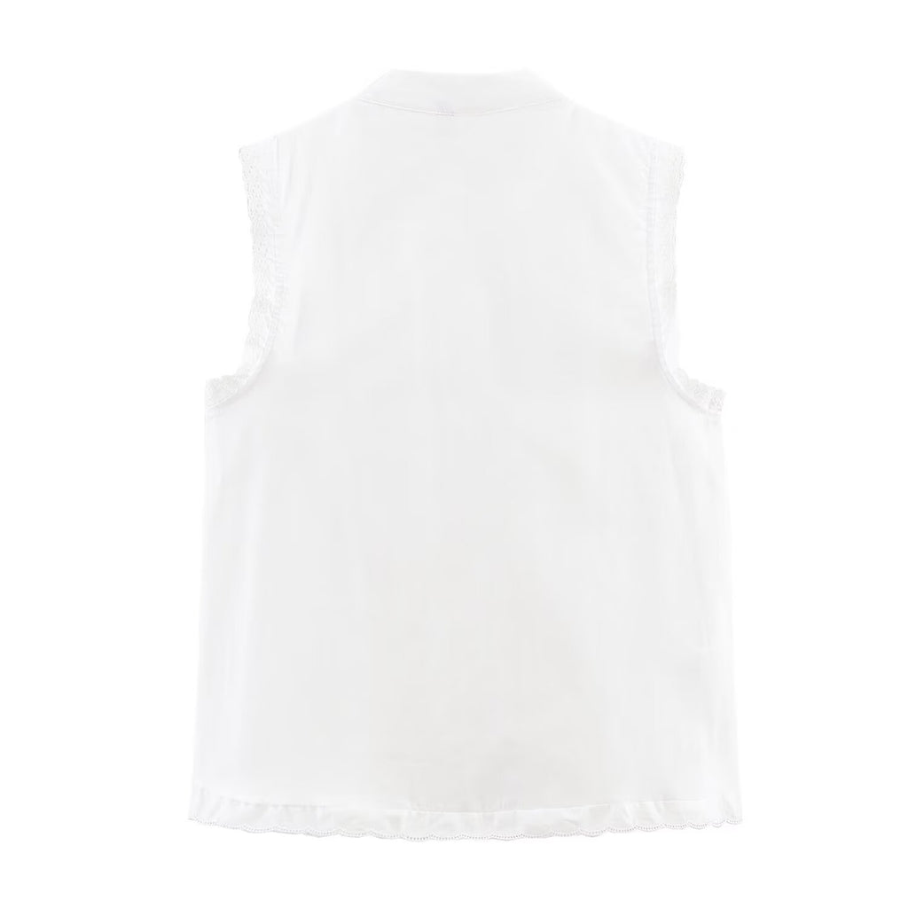 Women's Summer Women Clothing Vertical Lace Romantic Sleeveless Top