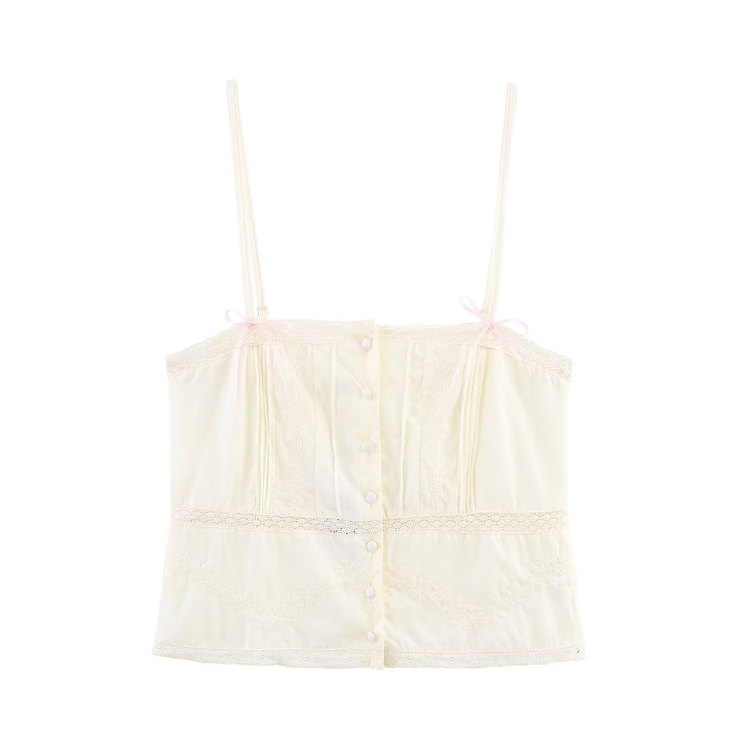 Bow Detail Embroidered Tube Top