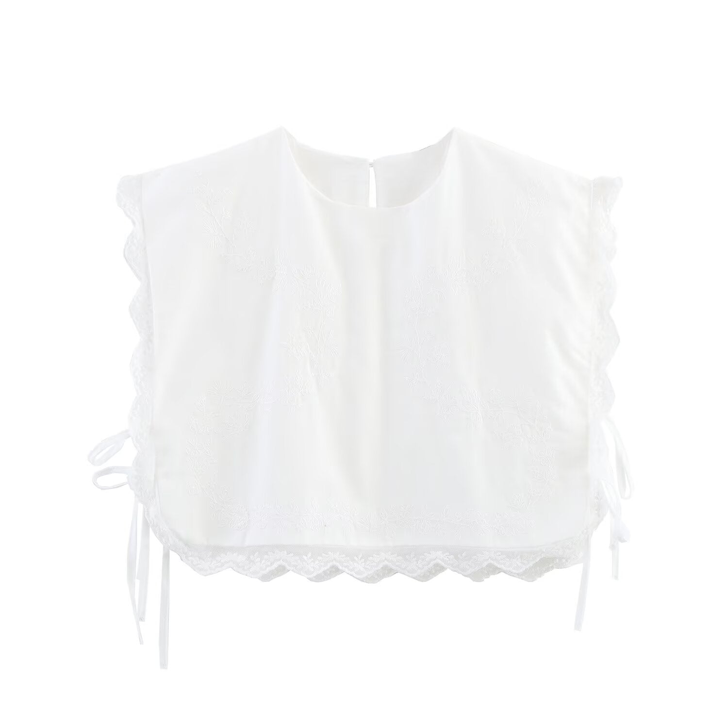 Women's Embroidered Bow Detail Crew Neck Top