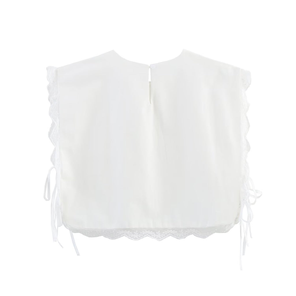 Women's Embroidered Bow Detail Crew Neck Top